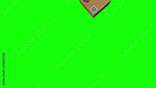 Cardboard boxes sold out transition. Shipping logistics ideas about e-commerce. retail marketing buying selling goods online.Green Background, Chroma Key photo