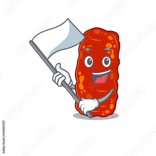 A nationalistic acinetobacter bacteria mascot character design with flag