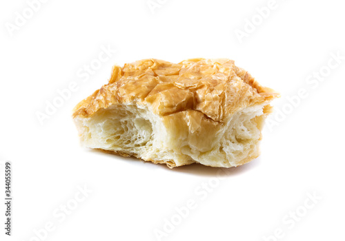 Bite Croissant on white paper background