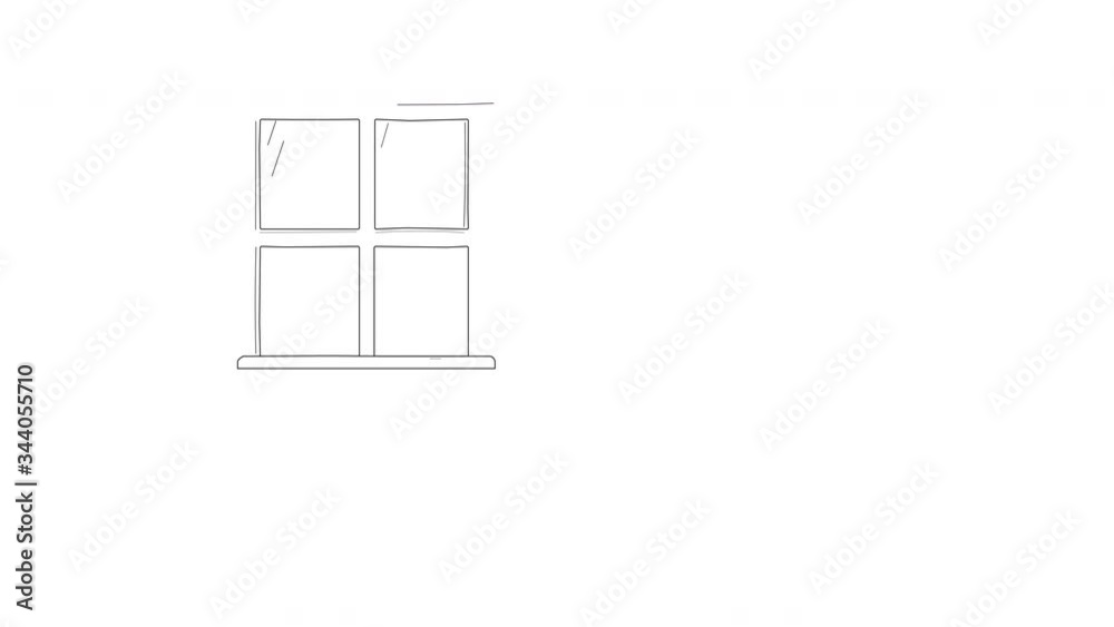 Self drawing sketch animation of rain in the window. Copy space. Home and weather concept. White background. Self drawing sketch animation of rain in the window. Copy space. Home and weather concept. White background.