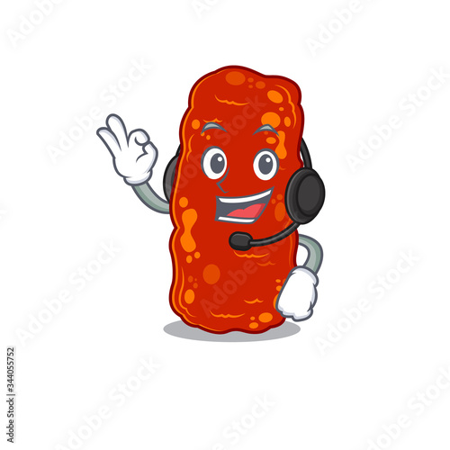 A gorgeous acinetobacter bacteria mascot character concept wearing headphone