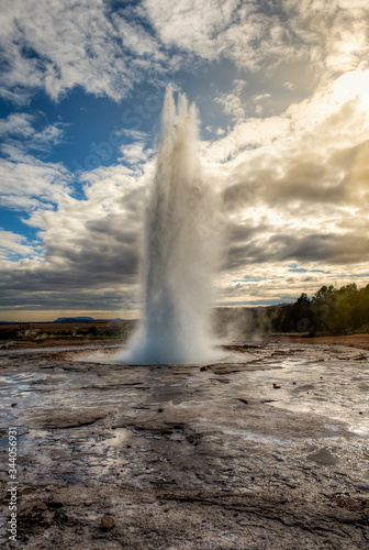 Strokkur Geysir geyser on the south west Iceland.