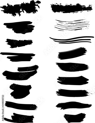 Set of grunge brush strokes. Vector. Isolated