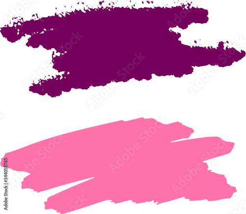 Pink paint splashes on the white background.