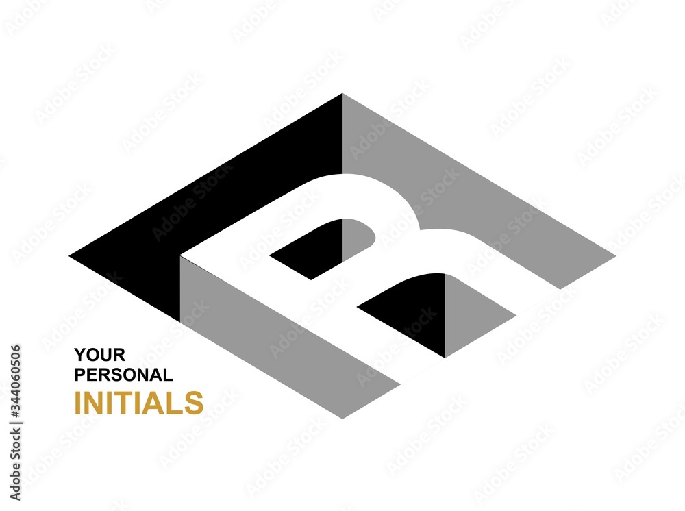 Simetrical R /font Isometric letter R. Template for creating logos, emblems, monograms ...