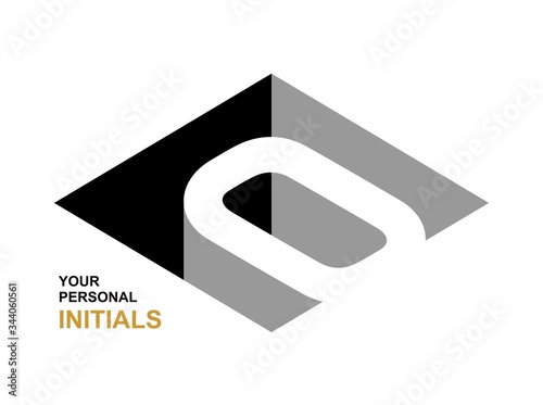 Isometric letter O. Template for creating logos, emblems, monograms. Black and white . 3D art symbol. Vector