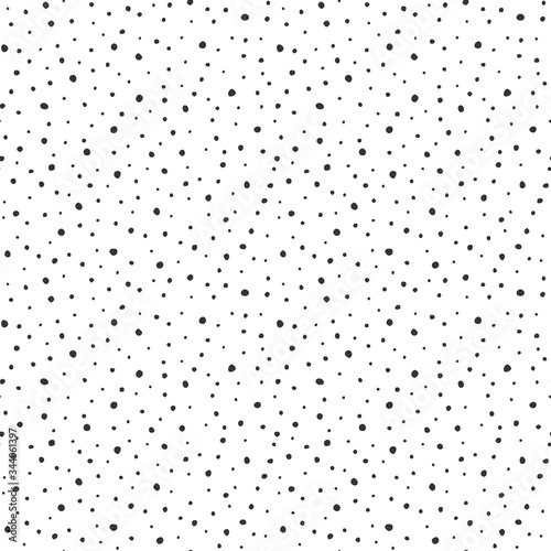 Seamless pattern. Shapeless circles and dots of different sizes, chaotic points. 