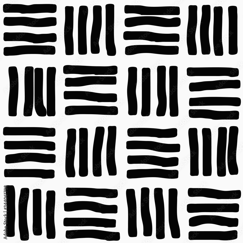 Obraz premium Seamless pattern. Black lines, dashes on a white background. 
