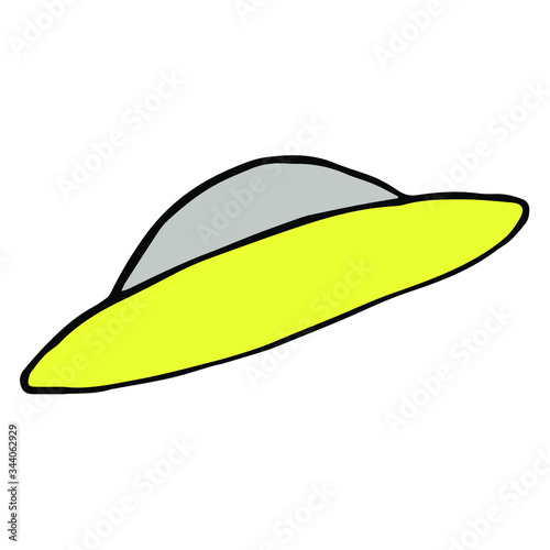 isolated on white background UFO, vector, hand-drawing