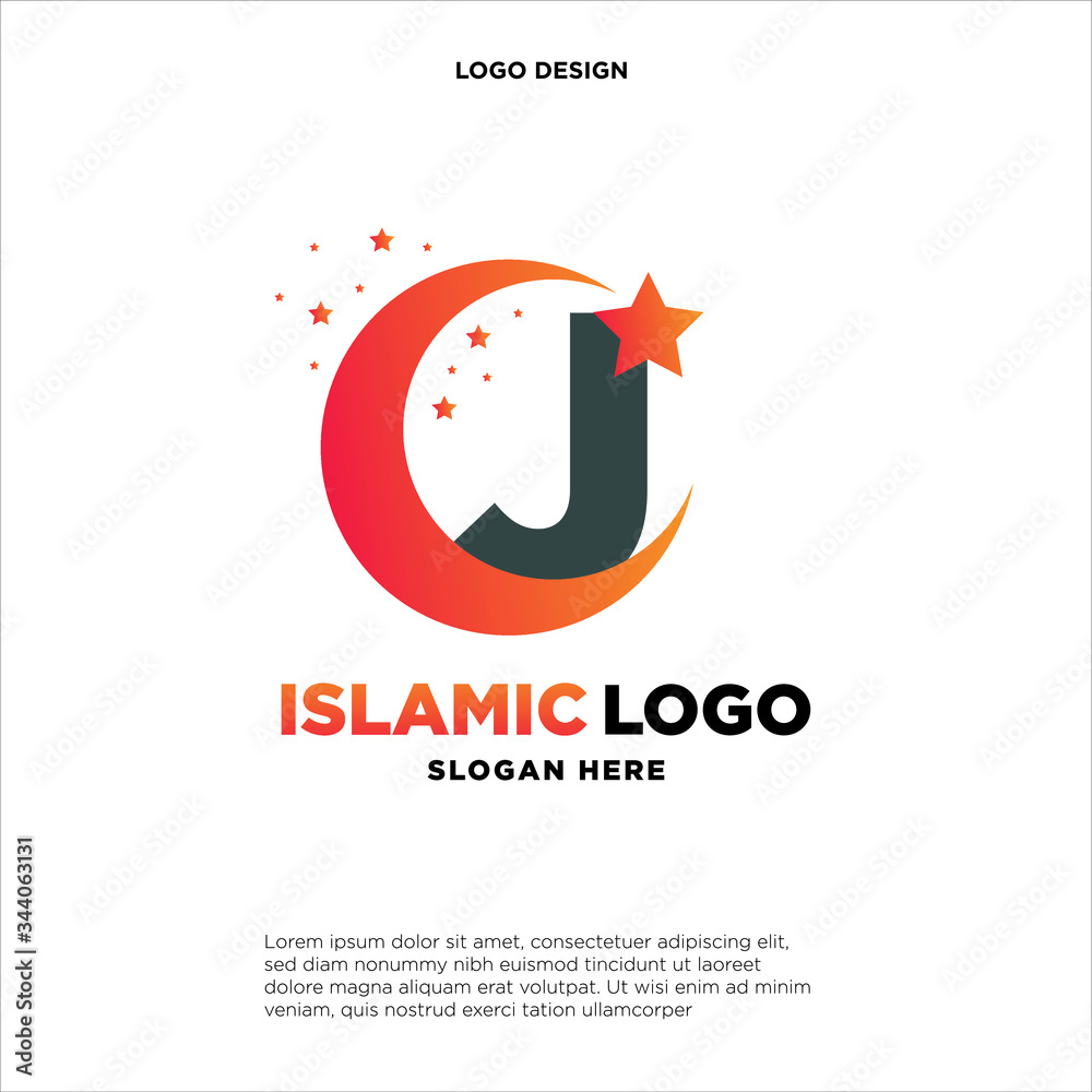 Obraz premium Simple and clean logo design initial J shaped like a Moon.