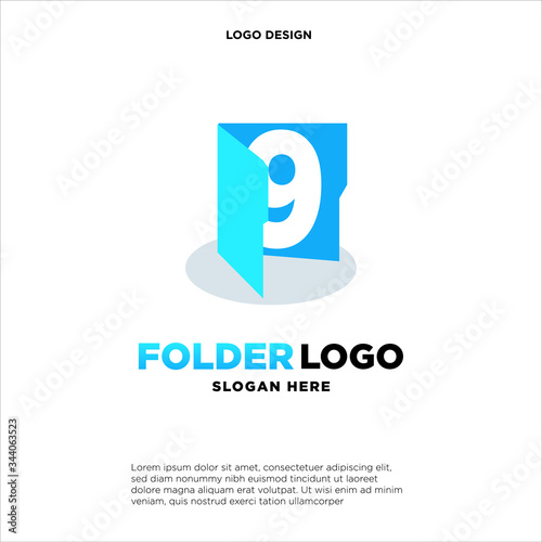 simple and clean illustration logo design initial 9 chart folder.