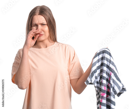 Displeased woman with dirty...