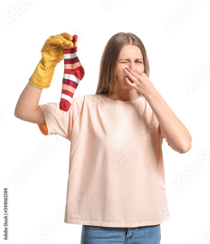 Displeased woman with dirty...