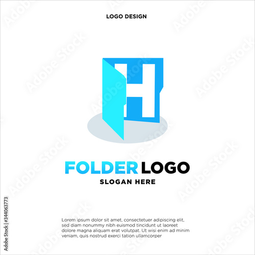 simple and clean illustration logo design initial H chart folder.