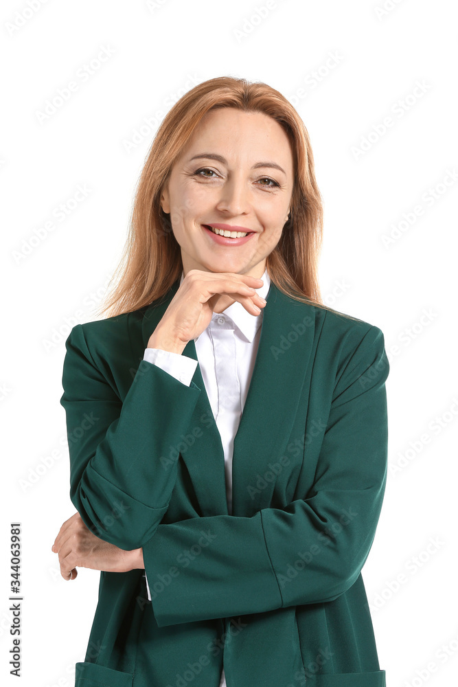 Portrait of stylish businesswoman on white background Portrait of stylish businesswoman on white background