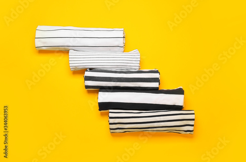 Folded black and white stri...