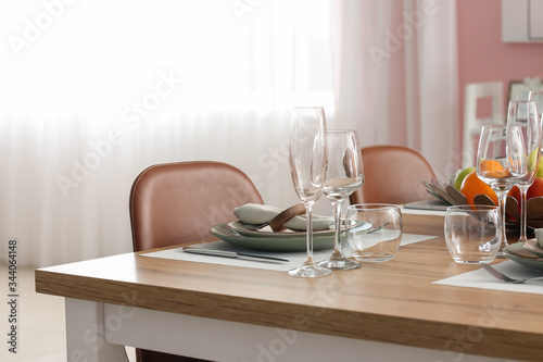 Table set in modern dining room
