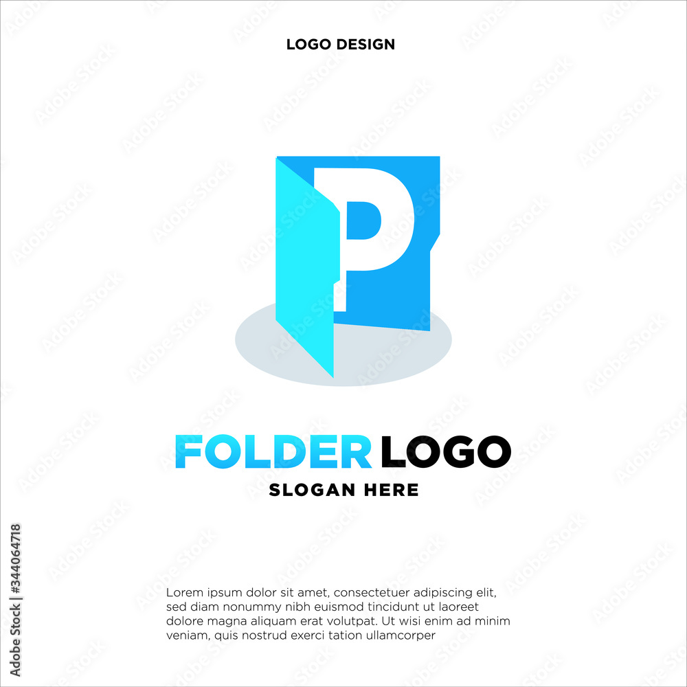 Obraz premium simple and clean illustration logo design initial P chart folder.