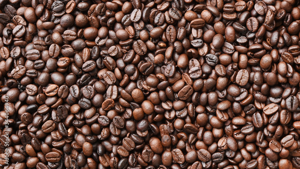  Close up of coffee beans for background                                