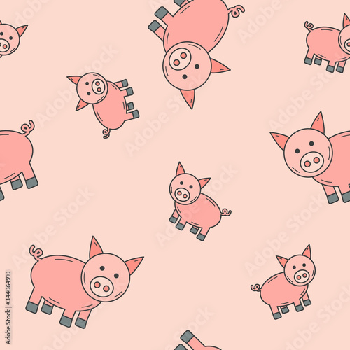 Wrapping paper - Seamless pattern of symbols pig for vector graphic design