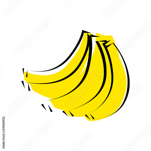 Banana fruit close up. Bunch of bananas isolated on white background. Vector illustration about fruits and agriculture, cooking and gastronomy in EPS10