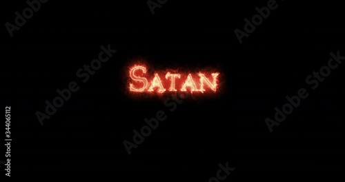 Satan written with fire. Loop photo