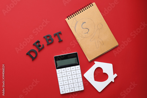 Word DEBT, calculator, mode...