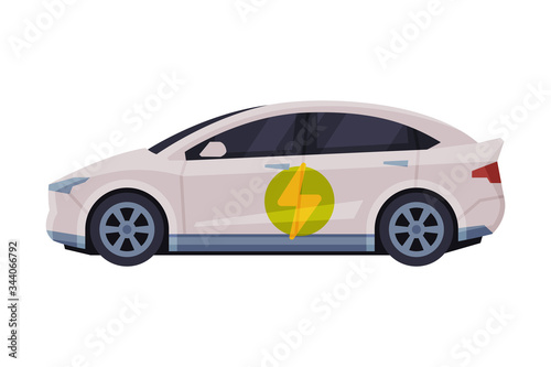 Modern Electric Car  Eco Transport Concept Flat Vector Illustration