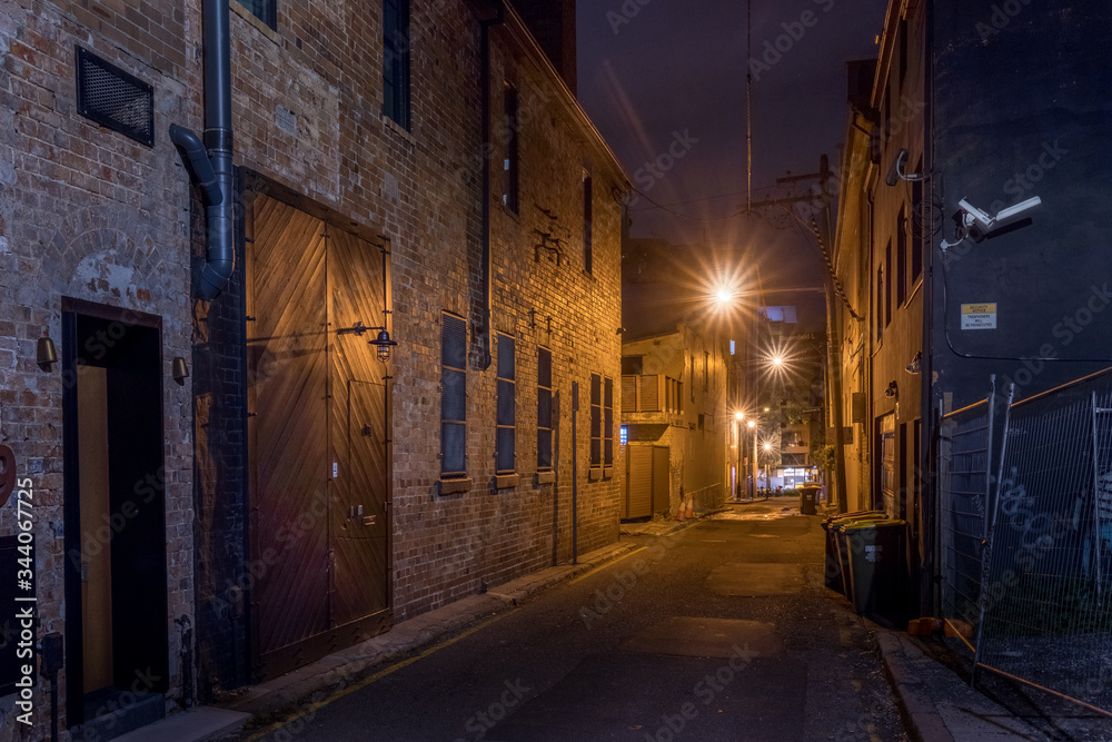 narrow street at night - no people