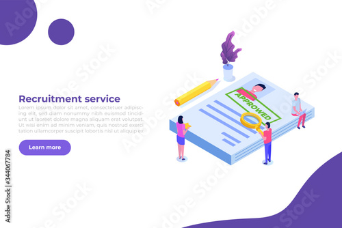 Job application Approved document paper. Vector isometric illustration