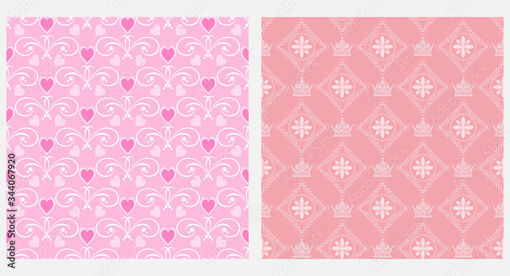 Pink background seamless pattern. Retro style. Vector graphics.