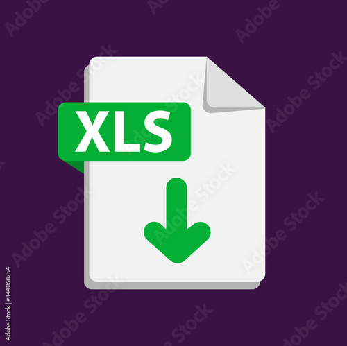 Vector green icon XLS. File format extensions icon. flat design style.