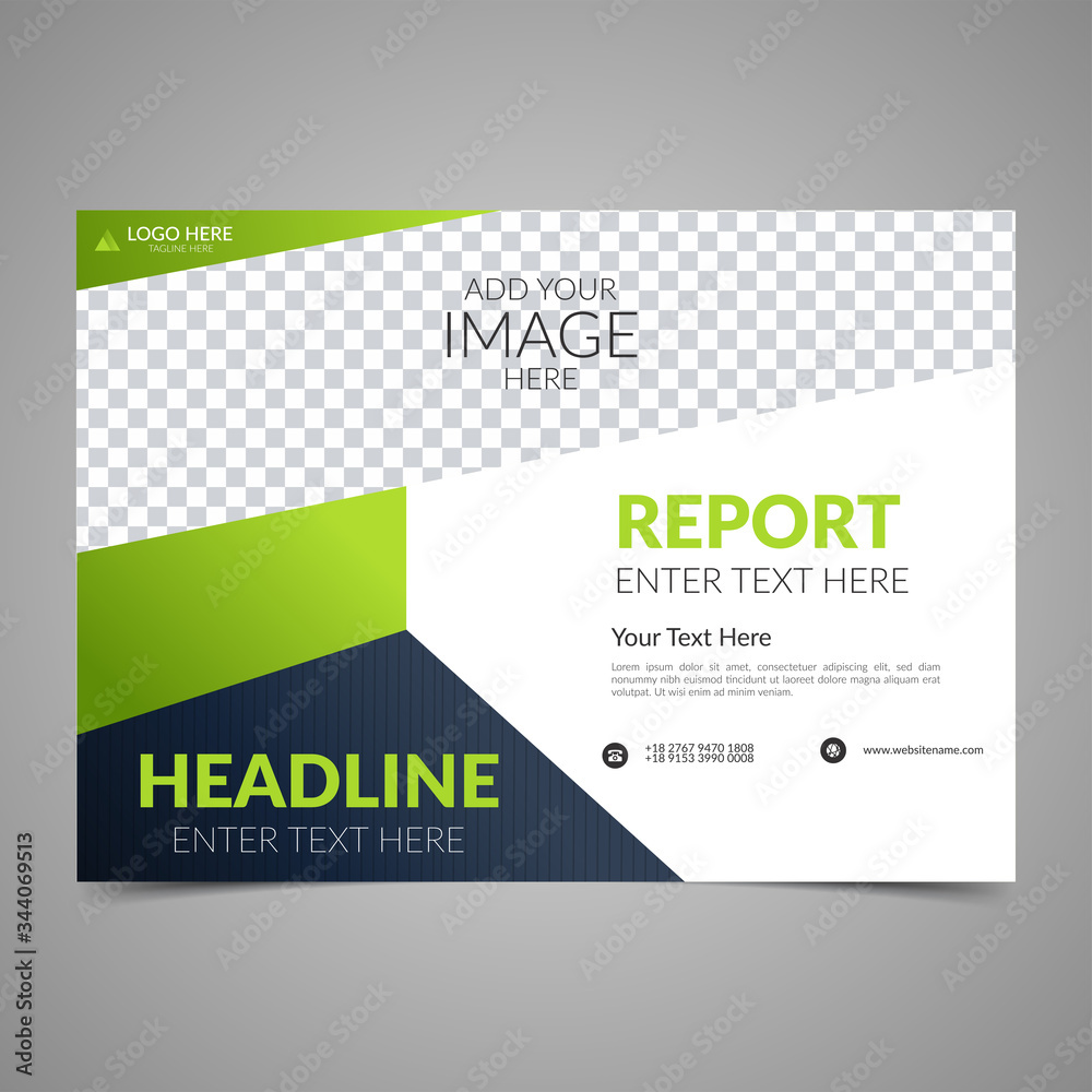 Elegant green business brochure design. Business flyer design layout template. Can be use for annual report, poster or cover. Modern publication poster magazine. Flat style vector illustration.