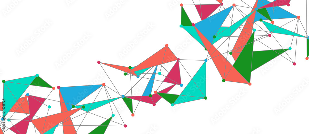 Fototapeta premium Line points connections, triangular technology design. Abstract geometric background