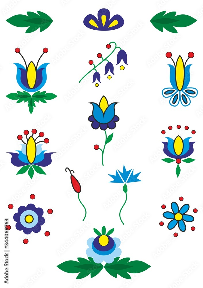 Polish Kashubian folk flowers elements