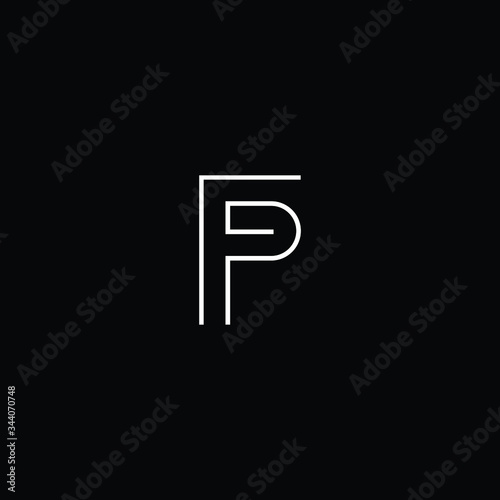 Minimal elegant monogram art logo. Outstanding professional trendy awesome artistic FP PF initial based Alphabet icon logo. Premium Business logo White color on black background photo