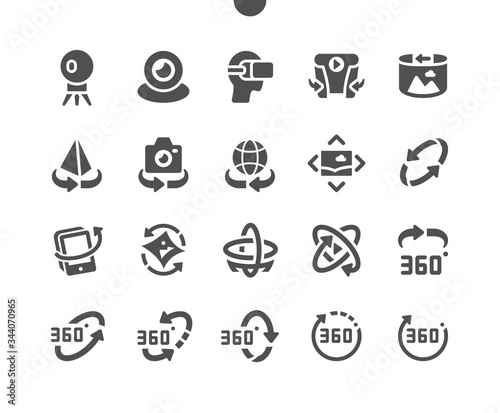 360 degrees Well-crafted Pixel Perfect Vector Solid Icons 30 2x Grid for Web Graphics and Apps. Simple Minimal Pictogram