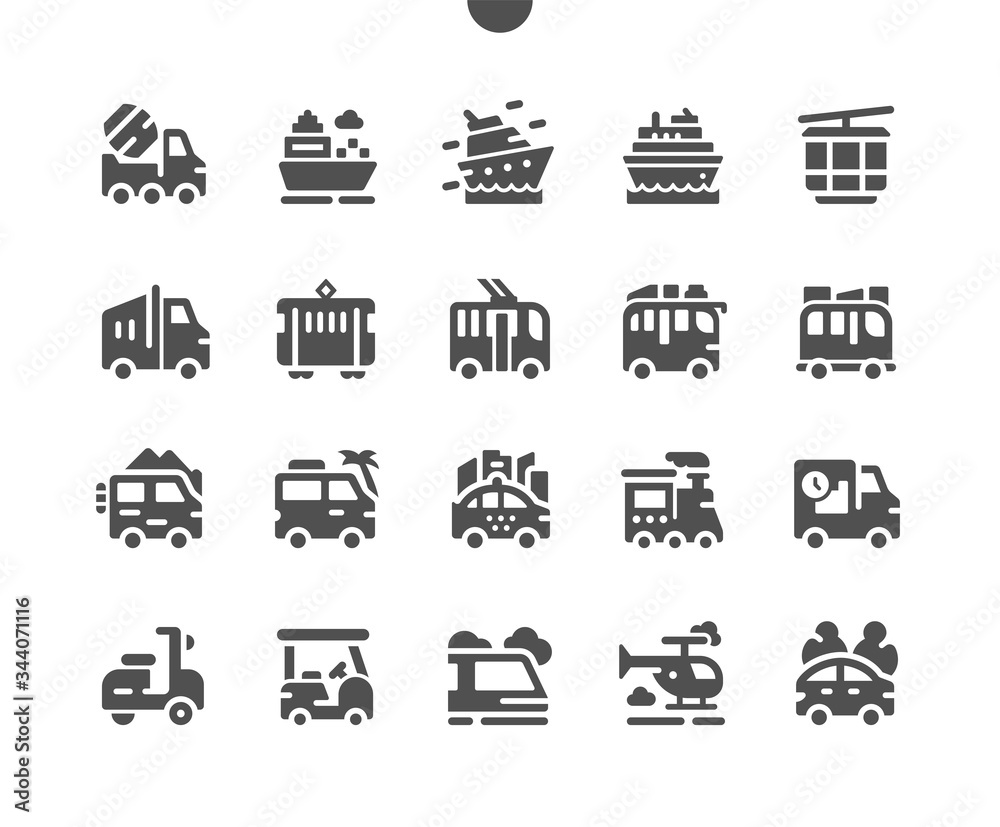 Transport Side View Well-crafted Pixel Perfect Vector Solid Icons 30 2x Grid for Web Graphics and Apps. Simple Minimal Pictogram