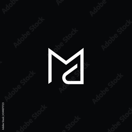 Minimal elegant monogram art logo. Outstanding professional trendy awesome artistic MD DM initial based Alphabet icon logo. Premium Business logo White color on black background