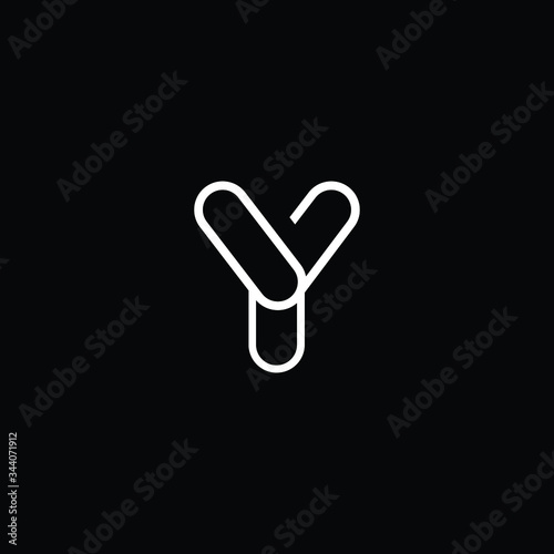 Minimal elegant monogram art logo. Outstanding professional trendy awesome artistic Y YY initial based Alphabet icon logo. Premium Business logo White color on black background