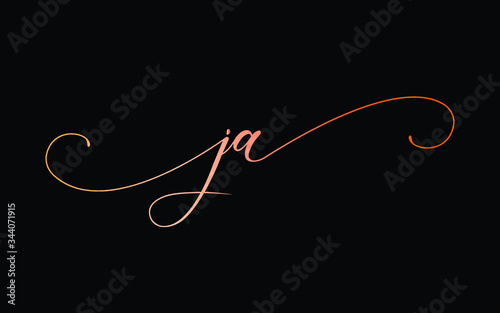 ja or j, a Lowercase Cursive Letter Initial Logo Design, Vector Template