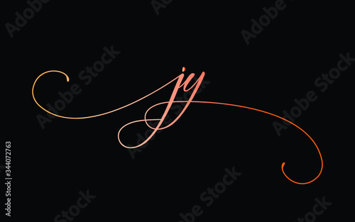 jy or j, y Lowercase Cursive Letter Initial Logo Design, Vector Template