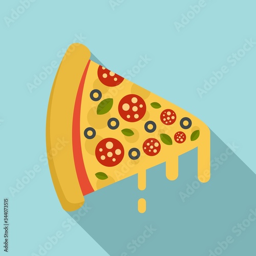 Hot pizza slice icon. Flat illustration of hot pizza slice vector icon for web design