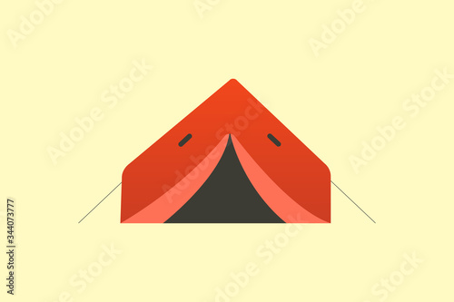 Hiking and trekking camp tent for rest. Vector illustration in cartoon style.