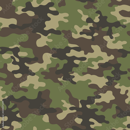 Camouflage seamless print pattern. Green vector background. Army. Military texture.