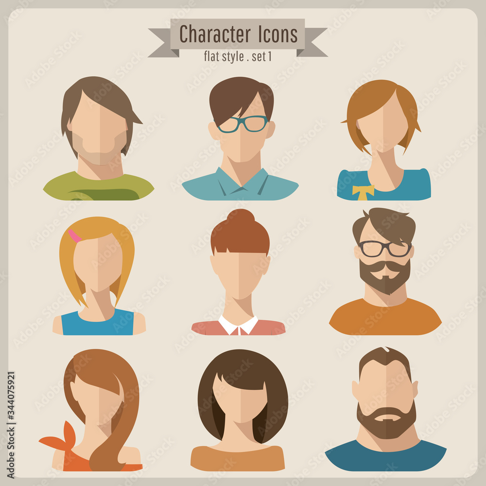 Obraz premium Vector retro style flat female and male characters.