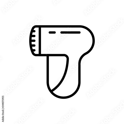 Machine for removing pellet. Line art icon of device for care of textile, wool, knitwear. Illustration of updating clothes, cleaning electric brush. Contour vector on white background
