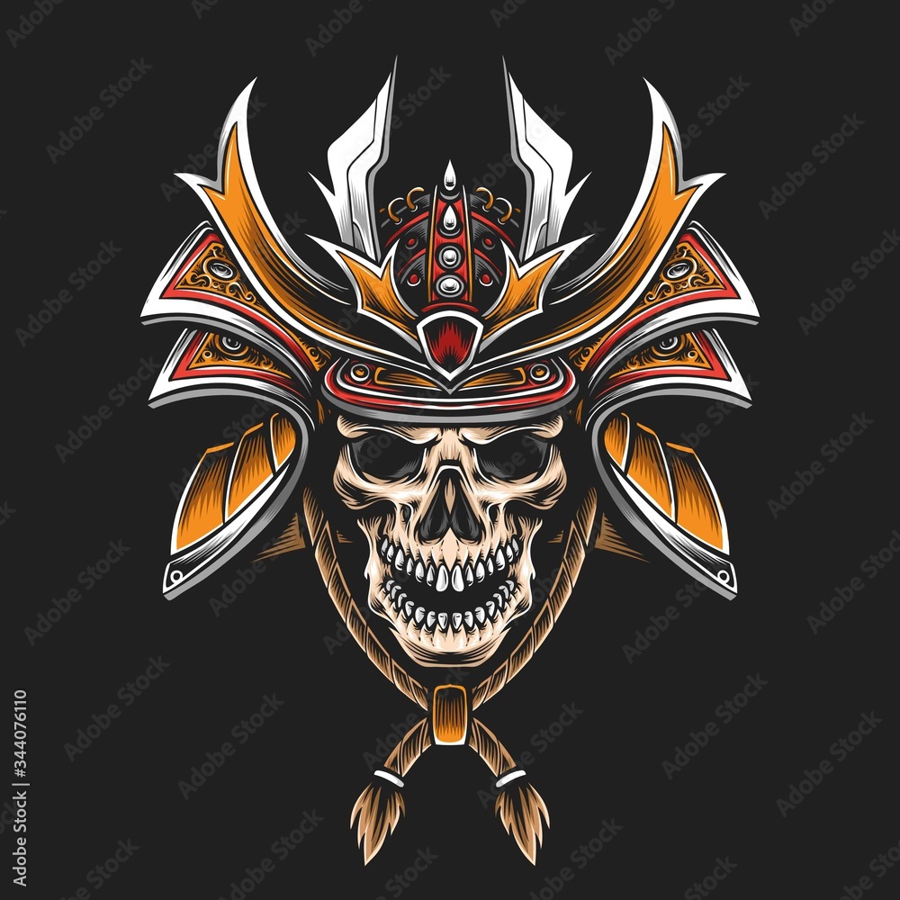 skull with samurai helmet vector logo skull with samurai helmet vector logo
