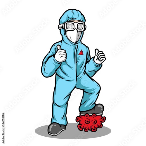 medical staff defeated corona virus vector