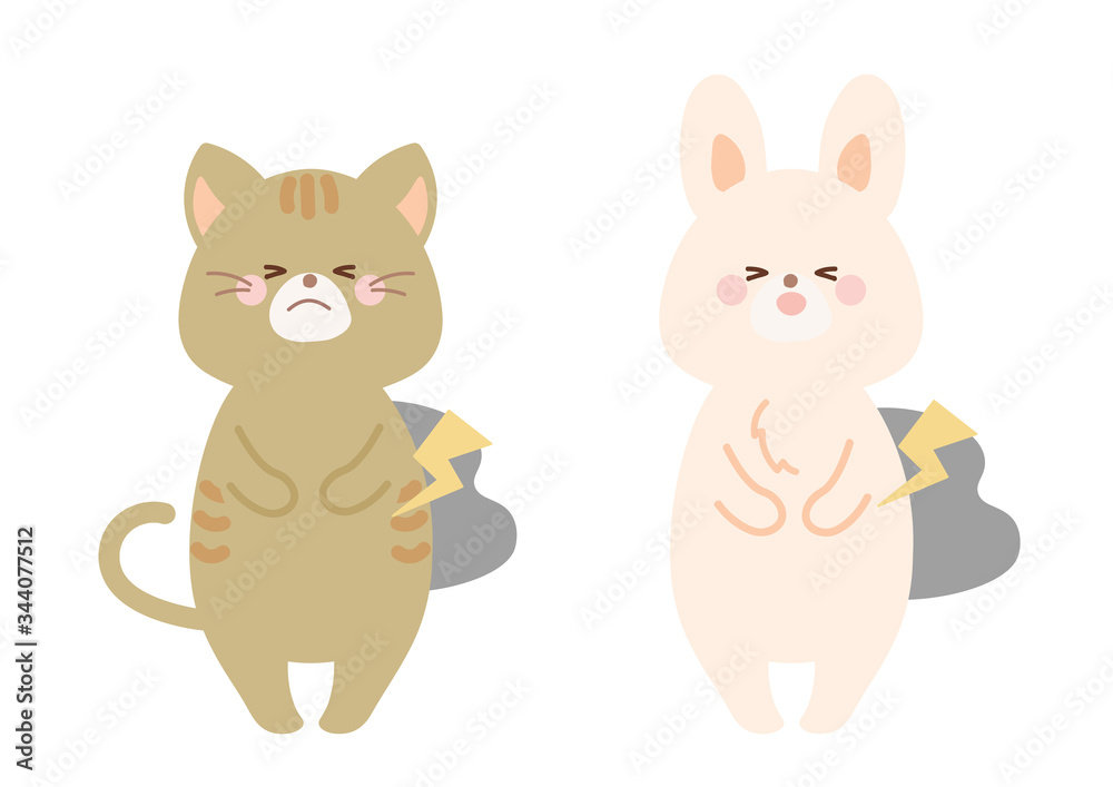 おなかが痛い 腹痛の猫とうさぎ おなかが痛い 腹痛の猫とうさぎ